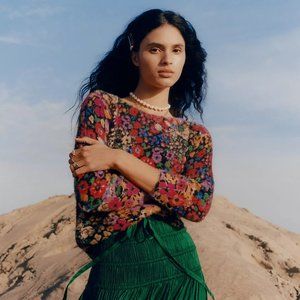 Anthropologie Bouquet Eyelash Sweater M Petite NWT